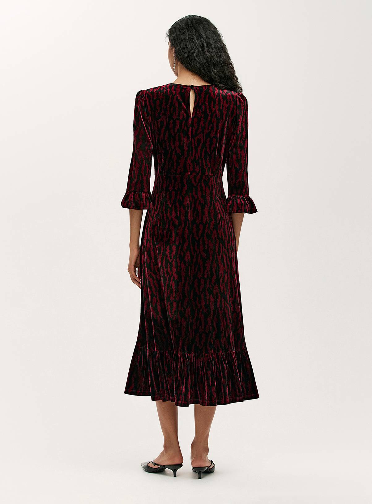 FINERY Scarlett Animal Velvet Midi Tea Dress 18 - Image 4